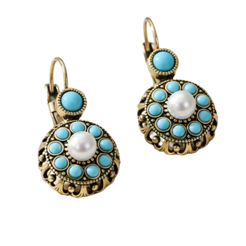 The Azure Turquoise Petal Earrings from Srilanka
