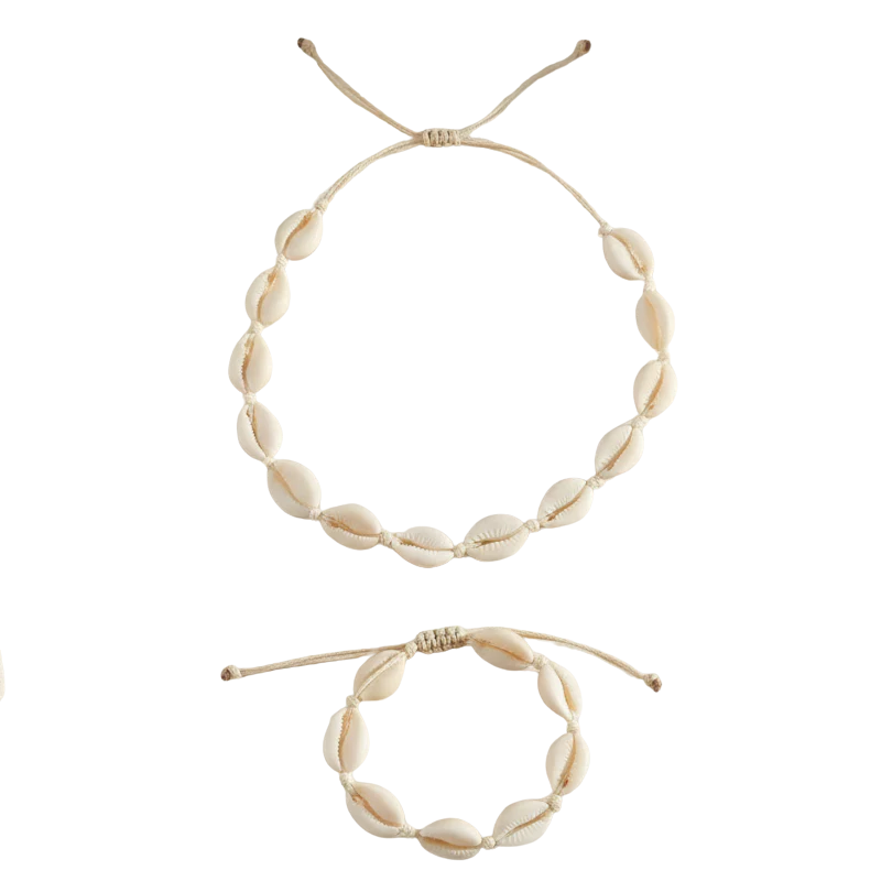 Moon-Shed Cowrie Collar & Bracelet Set from Srilanka
