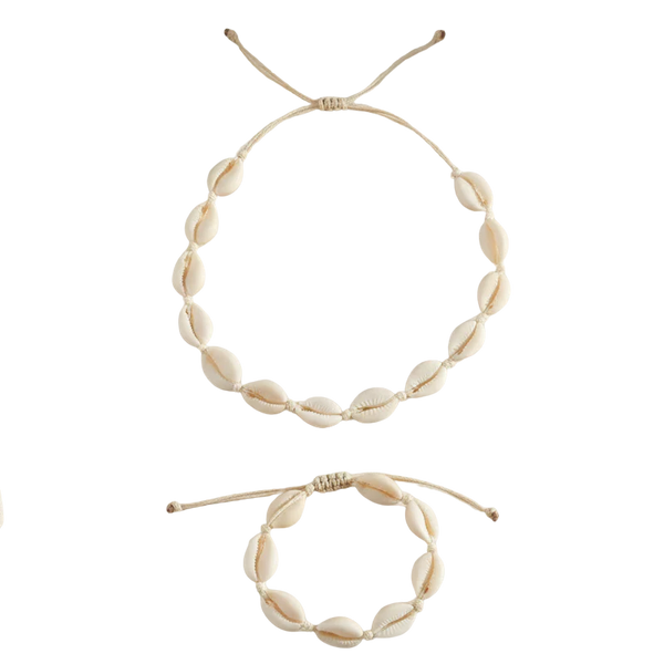 Moon-Shed Cowrie Collar & Bracelet Set from Srilanka