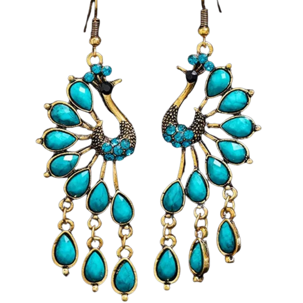 Vintage Peacock Dangle Earrings from India