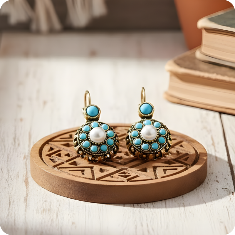 The Azure Turquoise Petal Earrings from Srilanka
