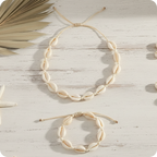 Moon-Shed Cowrie Collar & Bracelet Set from Srilanka