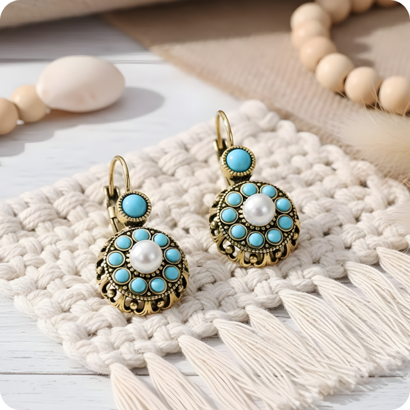 The Azure Turquoise Petal Earrings from Srilanka