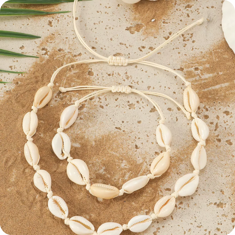 Moon-Shed Cowrie Collar & Bracelet Set from Srilanka