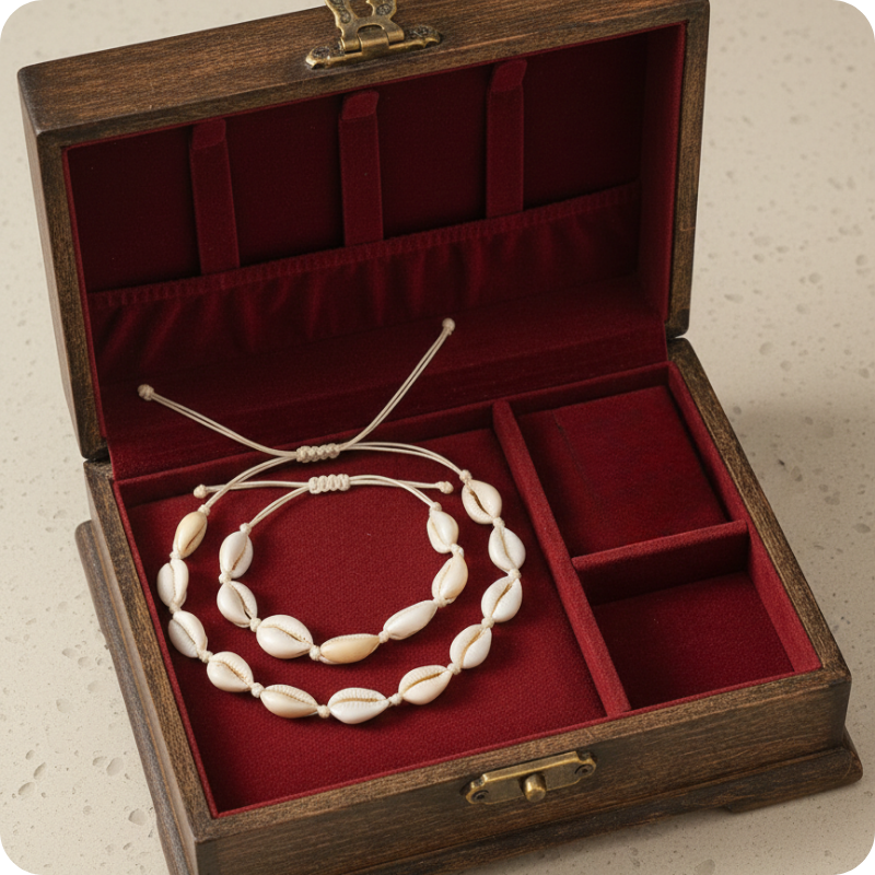 Moon-Shed Cowrie Collar & Bracelet Set from Srilanka
