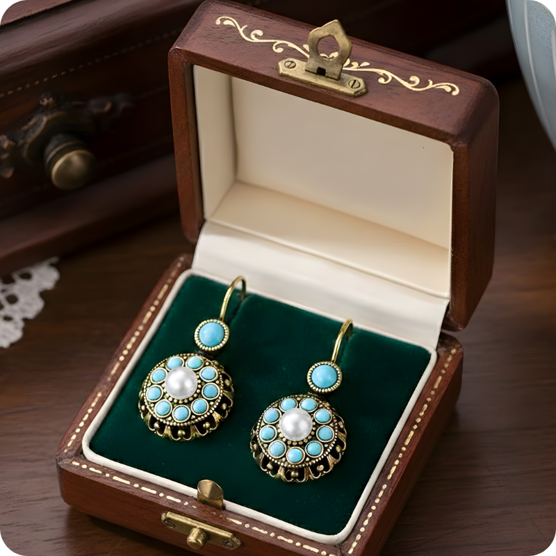 The Azure Turquoise Petal Earrings from Srilanka